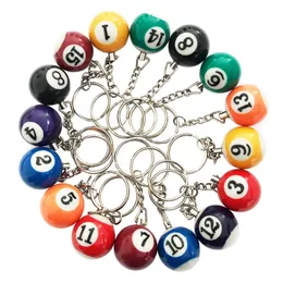 Nyckelringar Färgglada biljard Ball Keychain Set 16 PCS Mini Magic Chain Balls Eightball Billar Billiards Chains Accessories 230531