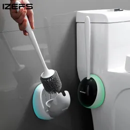 Brushes IZEFS Silicone Toilet Brush For WC Accessories No Dead Corner Toilet Brush Holder WallMount Cleaning Tools Bathroom Accessories