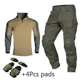 Hunting Sets Hunting Pants G3 Tactical Suit Pants Military Uniform Tracksuits Multicam Suits Combat Shirt Tactics Airsoft Militaire With Pads 230530
