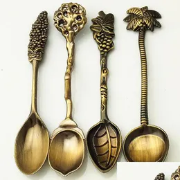 Skedar Retro Spoon Flatware Set Creative Fruit Shape Teskoon Dyner Set Zinc Alloy Table Coffee 4 Styles DH0873 Drop Deliv DHGTK