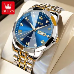 Relógio da marca Olevs Moda Escala Romana Relógio duplo de quartzo Calendário à prova d'água Relógio masculino Relógio masculino 41 mm