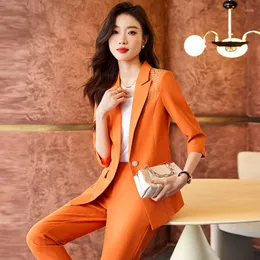 Women's Two Piece Pants Spring Summer Formal Women Business Suits With And Jackets Coat Pantsuits Professional Blazers Trousers Set