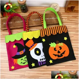 Andere festliche Partyzubehör Halloween-Dekoration Candy Bag SKL Kürbis Handtasche Tote Kinder Geschenk Organizer Taschen Vliesbeutel D Dh3Jz