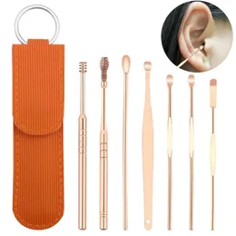 Aparadores 7pcs Limpador de ouvido Ferramenta de remoção de cera Ferramenta de ouvido Pticks Removedor de cera Cura Cleeta Pick Cleanser Limpador de orelha Spoon Cuidado de saúde Earpick