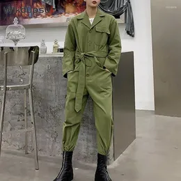 Men's Pants Spring Autumn Men's Jumpsuits Long Sleeve Casual Loose Overalls Army Green Black Hip Hop Cargo Fashion Romper Trousers