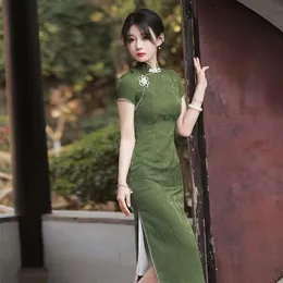 Qipao New Women's Summer Green улучшенное издание Retro Republic of China Style