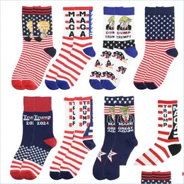 Party Favor Trump 2024 Socks Make America Great Again Stockings For Adults Women Men Universal Cotton Sports Drop Delivery Home Gar Dh69R