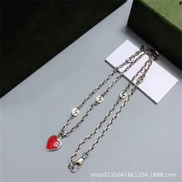 20% de descuento 2023 Nueva joyería de diseñador pulsera collar anillo Esmalte rojo 925 tendencia personalidad versátil amantes en forma de corazón