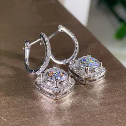 Mode Quadratische Form Diamant Zirkon Tropfen Ohrringe Für Frauen Großhandel Schmuck Silber Farbe Ohrringe