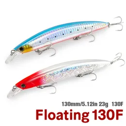 Yemleri Cazibe 130f Ultra Uzun Döküm Yüzen Wobbler Minnow Sert Yem 130mm 23G Pilunderi Deniz Bas Tuzlu Su Balıkçılık Cazibesi Derinliği 0815M 230530