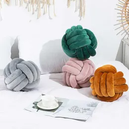 Travesseiro EIFLOY Nordic Soft Velvet Knot Ball Round Handmade Decorative Throw Pillows For Sofa Car Patio Kids Toy Bedroom
