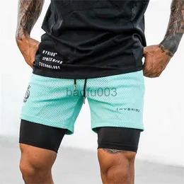 Herr shorts 8-färg !!! 2 I 1 Sport kamouflage mesh andningsbara shorts män dubbeldäck jogging kör snabb torr gym fitness träning rumpa j230531