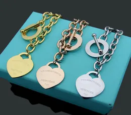 Womens love heart Bracelets OT buckle Chain Designer Jewelry Chain Cardioid Tthick Bracelet Full Brand as Wedding Christmas Gift4883546