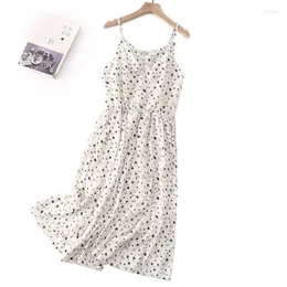 Plus Size Dresses Women 2023 Summer Spaghetti Strap Elastic Waist Floral One-Piece Oversized Curve Clothes K6-2322