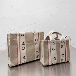 Bolso de mano de diseñador con letras, bolso de lona de lujo para mujer, bolso de hombro de compras con estampado de letras a la moda para mujer, bolso de señora Woody 230411