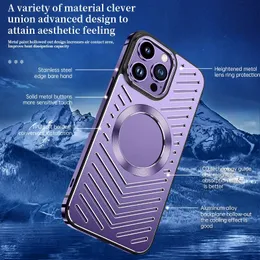 Luxury Metal Heat Dissipation Cooling Phone Case för iPhone 12 13 14 Pro Max Magnet Aluminium Phone Shell för iPhon 13 14 Promax Casing Cover