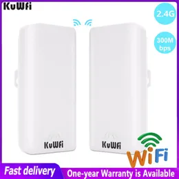 أجهزة التوجيه Kuwfi Wireless WiFi Router Bridge 2.4 جيجا هرتز التوجيه في الهواء الطلق 1 كيلومتر تغطية WiFi تغطية 300 ميجابت في الثانية واي فاي جسر CPE WIFI نقطة الوصول