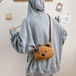 Duffel Bags Cartoon Bear Plush Toy Bag Cute Soft Girls Mini One Shoulder Crossbody Creative Messenger Phone Wallet Gift