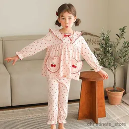 Pajamas 3-12y Baby Girl Pajamas Cotton Top Pant Long Sleeve Print Lovely Pyjamas Sleep Set Nightgown Child Sleepwear Pajama Sets