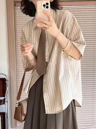 Women's Blouses Jmprs Jk Student Shirts Fashion Cute Tie Short Sleeve Summer Striped Women Button Up Loose Japan Casual Tops
