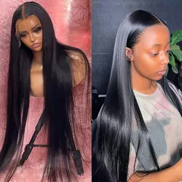 Straight Lace Front Human Hair Wigs For Black Women Long Cheap Natural Brazilian Pre Plucked Hair 26 Inch T Part Lace Wig