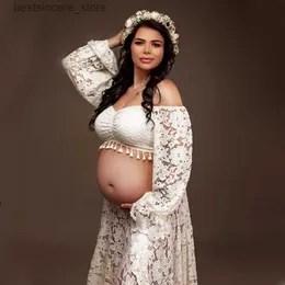 Abiti di maternità 2 in 1 Boho Maternity Fotography Abito vestito di gravidanza bohémien Abiti lunghi abiti da donna incinta L230522