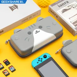 Bags GeekShare Cute Cats Ears Portable Case For Nintendo Switch And Lite Gray 3D Ears Travel Carrying Case For Nintendo Switch OLED