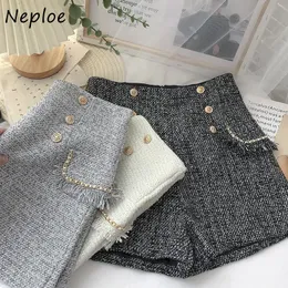 Shorts Neploe Doublebreasted Highwaist Tweed Short Pant Female Aline Wideleg Casual Shorts Women Autumn 2023 Pockets Short Trousers