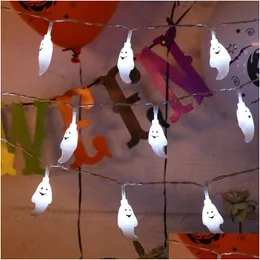 Decorazione per feste Stringa di luce di Halloween 1,5 metri 10 lampade Ghost Spider Pumpkin Lamp Festival Atmosphere Led Drop Delivery Home Ga Dhddz
