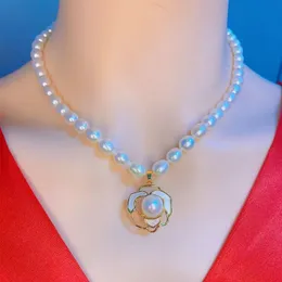 Collar de perlas de agua dulce naturales puras, hebilla femenina, joyería, regalo auténtico de alto grado para la madre