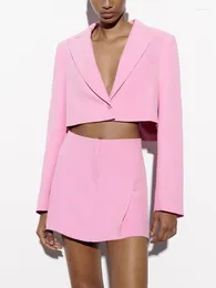 Two Piece Dress High Street Fashion Co Ord Set Women Clothing 2023 Cropped Blazer And Front Pleated Mini Skirt In Matching Sets Outfits
