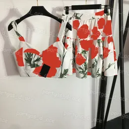 Cropped Women T Shirt Skirt Vintage Floral Summer Tank Tops Sexy Sleeveless Girl Ladies Tanks Skirts