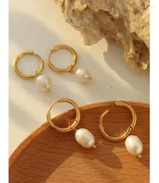 Hoopörhängen Allme Dainty Oregelbundet sötvatten Pärla 18K Guld PVD Pläterad rostfritt stål Non Tarnish Earring för kvinnor 2023