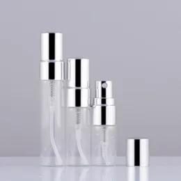Garrafa 50 pçs/lote 2ml 3ml 5ml 10ml perfume spray garrafa de vidro fino vazio garrafas cosméticas com bomba de alumínio