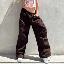 Masowe streetwearu Kobiety Y2K Spodnie Niski sznurki Sznurek Szerokie Nogi Spodnie 2023 NOWOŚĆ CAŁOŚĆ Casual Pants