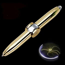 Ballpoint Pens 1 creative multifunctional LED rotary decompression gyroscope metal dot pen Fashion office school supplies Writing pen 230529