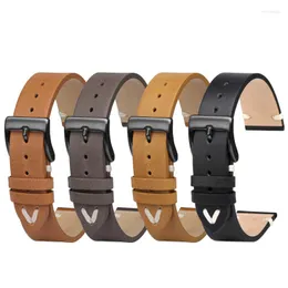 Watch Bands Leather Strap 18mm 20mm 22mm Vintage Cowhide Band Black Brown Available Handmade Retro Soft Watchband