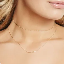 Chains Style Gold Silver Color Choker Necklace Women Double Chain Clavicle 2023 Fashion Jewelry Necklaces For Ladies Collier