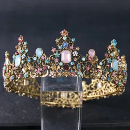 Wedding Hair Jewelry Baroque Vintage Crown Colorful Crystal Crowns And Tiaras Diadem Headband For Women Bridal Accessories 230531