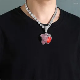 Pendant Necklaces Iced Out Gameboy Figure Necklace Choker With Cuban Chain Hip-Hop Jewelry For Men Tennis Fashion Link Gift