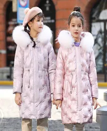 Large Real Fox Fur 2021 Girls Winter Jacket Hooded Warm White Duck Down Jacket Girls Medium Long Parkas Children Coat TZ660 H09098567347
