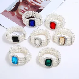Braccialetto di lusso strass zaffiro perla braccialetto elastico per i regali di gioielli da donna Madre Berg cristallo all'ingrosso