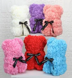 Multicolor Rose Flower Teddy Bear Doll Doll Show Love with Sweet Ribbon Bow Home for Valentine039 S Day Hight5681254
