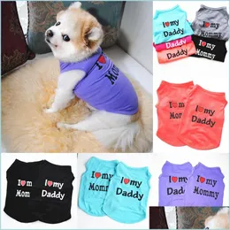 犬のアパレル6色のパパやママの子犬のシャツのような服を着た小さな犬Tシャツコットンペット用品アウトウェア卸売DHG01