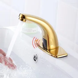 Bathroom Sink Faucets Touchless Faucet Gold Infrared Motion Sensor Tap Smart Induction Basin Mixer Single Cold Water Robinet Lavabo