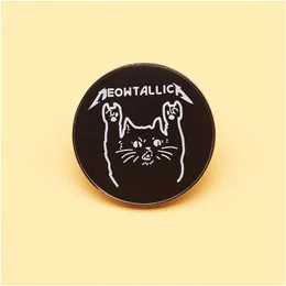 Pins Brooches Retro Rock Music Cartoon Brooch Gothic Band Cat Metal Badge Round Pin Drop Delivery Jewelry Dhopd
