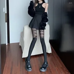Kadın Çoraplar JK Dizler Çizgili Patchwork Uyluk Yüksek Çoraplar Lolita Taytlar Köplü Yuh Tatlı Kızlar Bandaj Yay Naylon Japon Tarzı