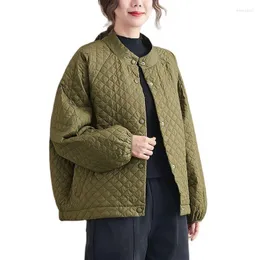 Casacos de trincheira feminina Casaco leve curto do algodão solto 2023 Autumn Winter Warm Jacket Work