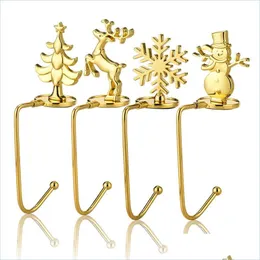 Christmas Decorations Gold Decoration Hook Snowflake Santa Elk Gift Fireplace Sock Metal Pendant Drop Delivery Home Garden Festive P Dhn4N