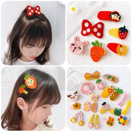 Accessoires cheveux 5/6/10/20 pièces/boîte filles mignon tricot Animal dessin animé fleur Clips enfants doux doux épingles à cheveux enfant ensemble